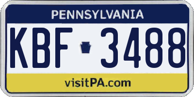 PA license plate KBF3488