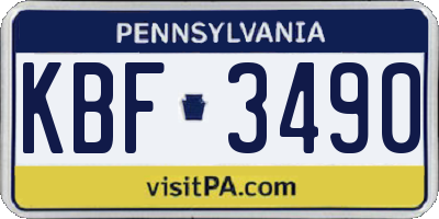 PA license plate KBF3490