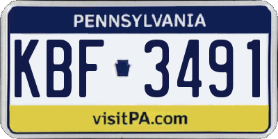 PA license plate KBF3491