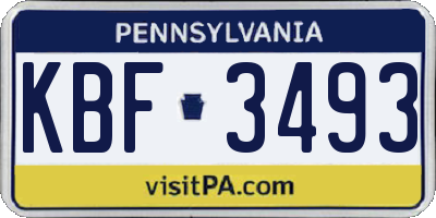 PA license plate KBF3493