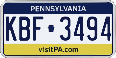 PA license plate KBF3494