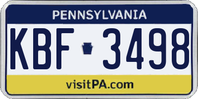 PA license plate KBF3498