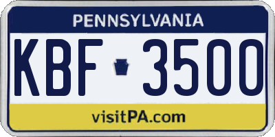 PA license plate KBF3500