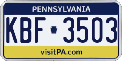 PA license plate KBF3503