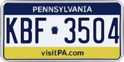PA license plate KBF3504