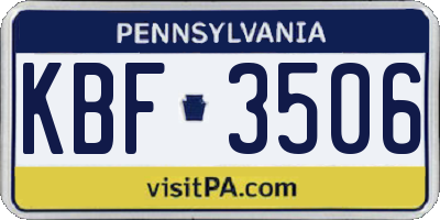 PA license plate KBF3506