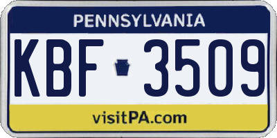 PA license plate KBF3509