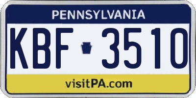 PA license plate KBF3510
