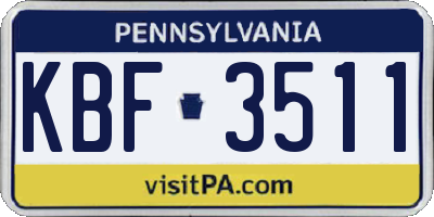 PA license plate KBF3511
