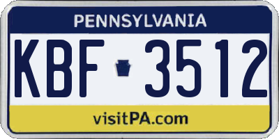 PA license plate KBF3512