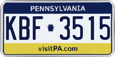 PA license plate KBF3515