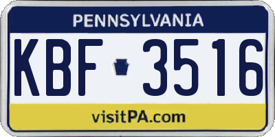 PA license plate KBF3516