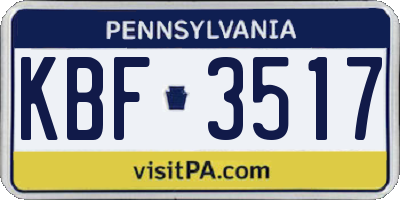 PA license plate KBF3517