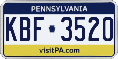 PA license plate KBF3520