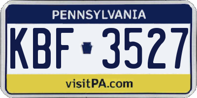 PA license plate KBF3527