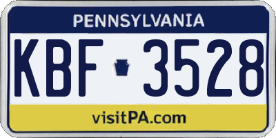 PA license plate KBF3528