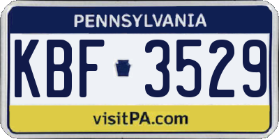PA license plate KBF3529
