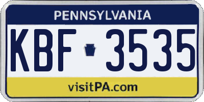 PA license plate KBF3535