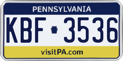 PA license plate KBF3536