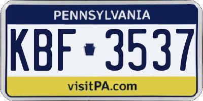 PA license plate KBF3537