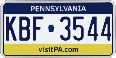 PA license plate KBF3544