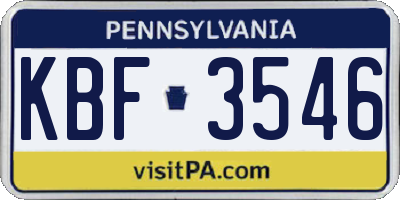 PA license plate KBF3546