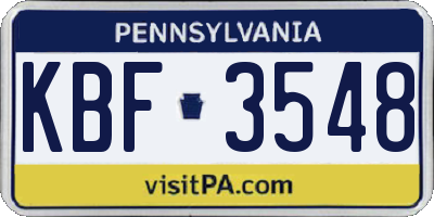 PA license plate KBF3548