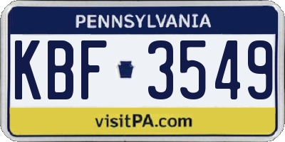 PA license plate KBF3549