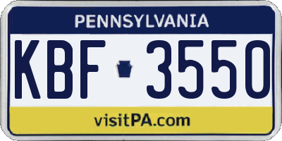 PA license plate KBF3550