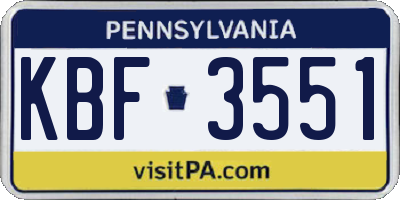 PA license plate KBF3551