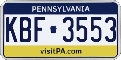 PA license plate KBF3553