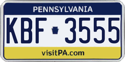 PA license plate KBF3555