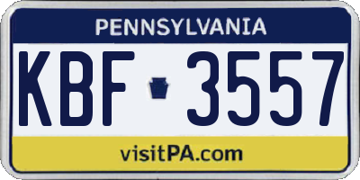 PA license plate KBF3557
