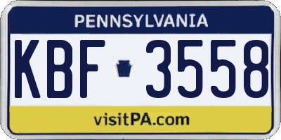 PA license plate KBF3558