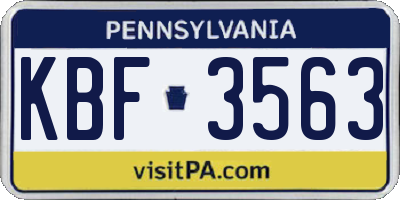 PA license plate KBF3563