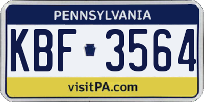 PA license plate KBF3564