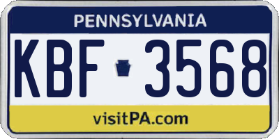 PA license plate KBF3568