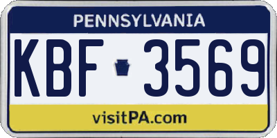 PA license plate KBF3569
