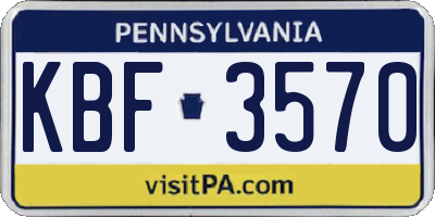 PA license plate KBF3570