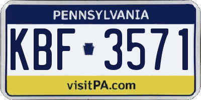 PA license plate KBF3571