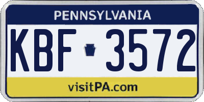 PA license plate KBF3572