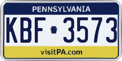 PA license plate KBF3573
