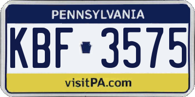 PA license plate KBF3575