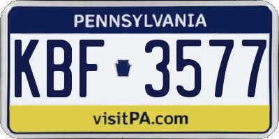 PA license plate KBF3577