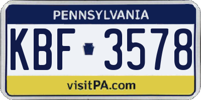 PA license plate KBF3578