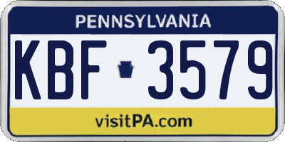 PA license plate KBF3579