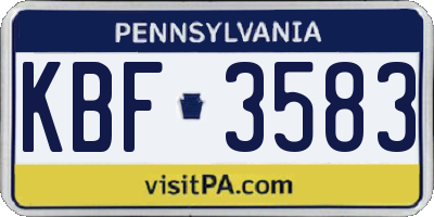 PA license plate KBF3583