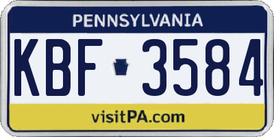 PA license plate KBF3584
