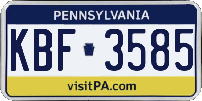 PA license plate KBF3585