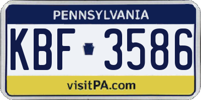 PA license plate KBF3586